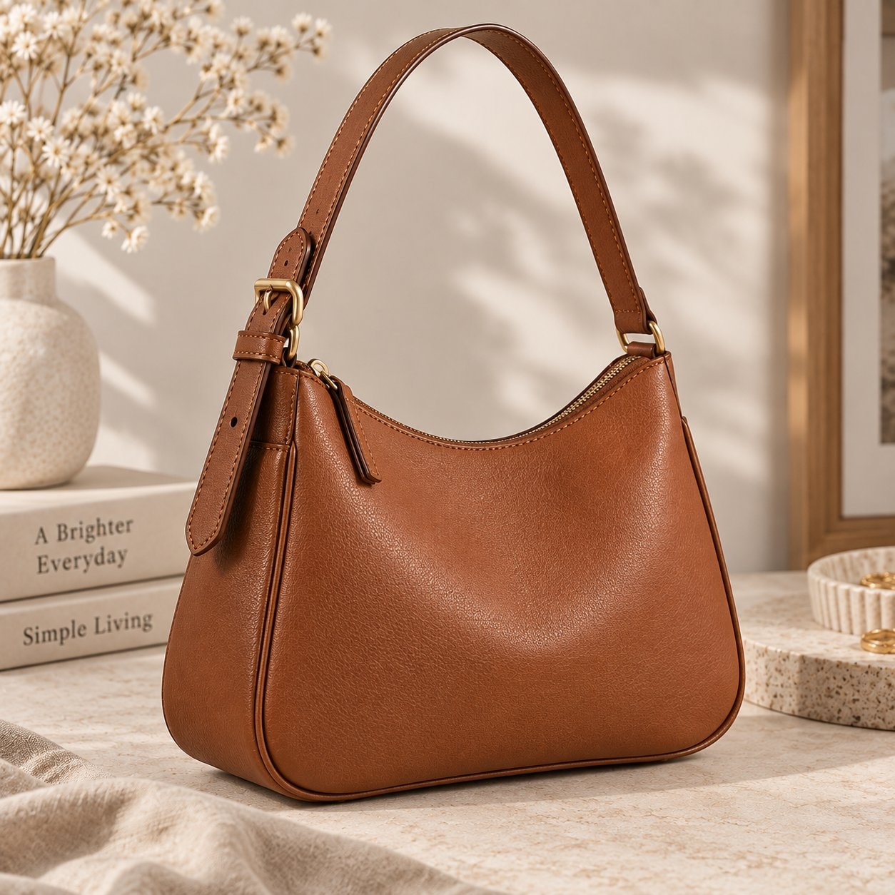 Classic Cognac Shoulder Bag