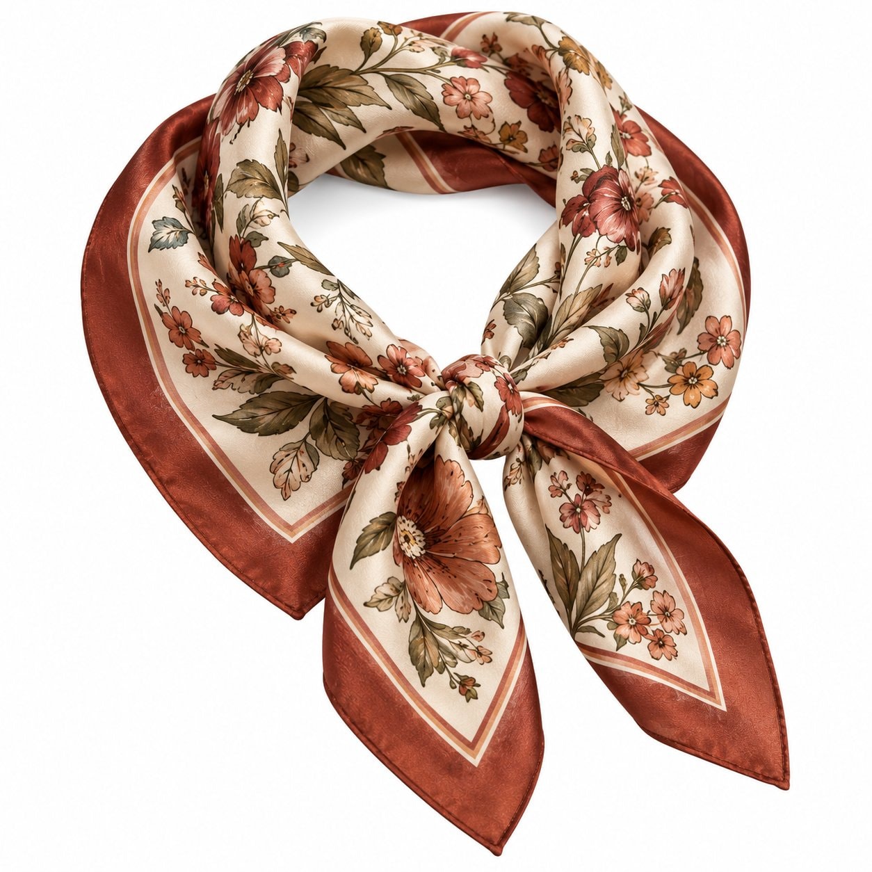 Vintage Floral Silk Scarf